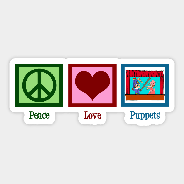 Peace Love Puppets Sticker by epiclovedesigns